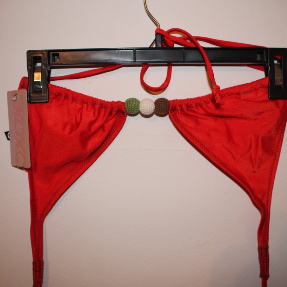 NWT XoXo Red Pom Bikini Top